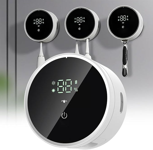 Bathroom Toothbrush Holders Cleaner & Dryer - ZEZHOU Wall Mounted Electric Tooth Brush Razor Holder Cleaning & Air Drying with Auto Sensor Open/Close Cover for Kids Bathroom Accessories, Home, Travel