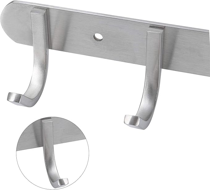 Sagmoc Towel Hook Rack Brushed Nickel 17-Inch Coat Hook Rail Wall Mounted with 7 Hooks, Durable Wall Hangers for Bedroom, Bathroom, Foyer, Hallway (304 Stainless Steel)