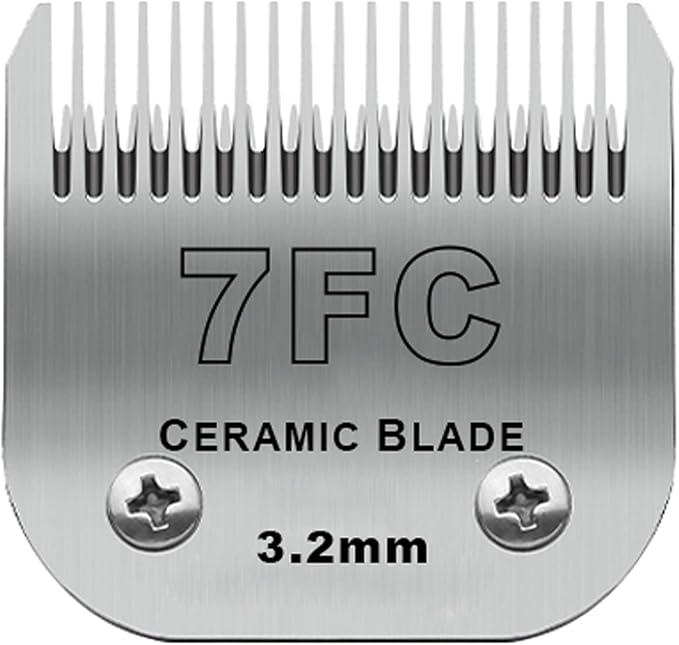 DODAER Detachable Pet Dog Clipper Blades, Compatible with Andis Size-7FC Cut Length 1/8"(3.2mm), Most Oster A5, Wahl KM Series Clippers,Made of Ceramic Blade & Stainless Steel Blade