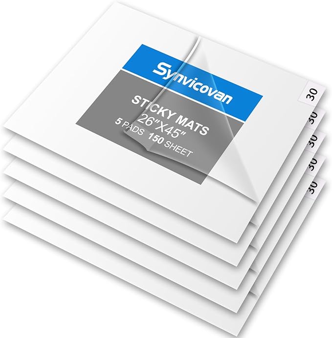 26" x 45" White Sticky Mat Tacky Pads Adhesive Floor Mat (5 Packs,150 Sheets,30 Sheets/Pack for Cleanroom Laboratory Hospital Construction Pets Home Indoor Gymnasium and Workshop