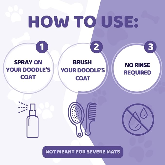 Dog Detangler Spray Dematting for Doodle - Natural Dog Leave in Conditioner Spray for Grooming and Mat Removal, Detangler Spray for Dogs Matted Hair, Puppy Poodle Detangler & Grooming