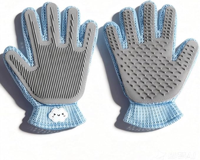Gentle Pet Hair Removal Gloves - Efficient Cat & Dog Mitt Brush for Shedding - Grooming and Deshedding Tool for Long or Short Fur Pets - Perfect for Bathing & Massage