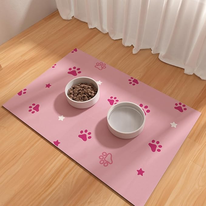 Pet Feeding Mats 16"x24"- Absorbent Dog Mat for Food and Water, Large Pet Food Mat, Rubber Mat for Dog Bowls, Pet Food Mats for Floor, Mat for Cat Food and Water Bowls