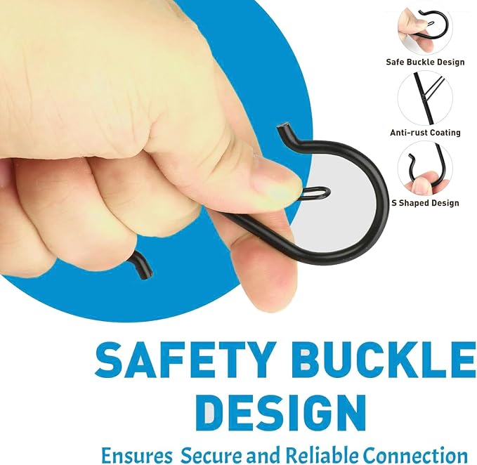20 Pcs S Hooks for Hanging Heavy Duty,3.5-inch Heavy Duty Metal S Hook with Safety Buckle,Non Slip S Shape Hooks,S Hook for Hanging Plants,Closet,Kitchen Utensil,Pots,Pans,Cups,Towels,Bags
