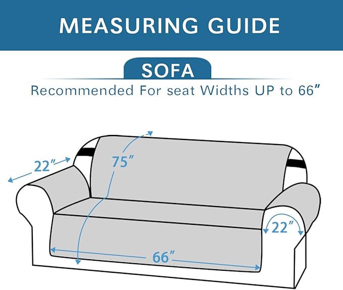 H.VERSAILTEX Reversible Couch Cover for 3 Cushion Couch Water Resistant Sofa Cover Seat Width Up to 66" Washable Furniture Protector Cover for Dogs/Cats/Pets(Sofa, Cameo Blue/Beige)