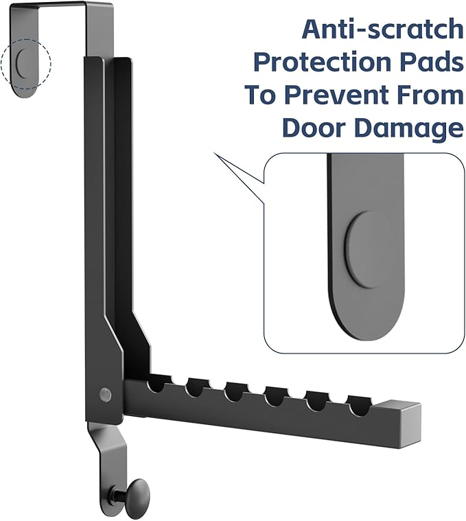 2 Pack Heavy Duty Over The Door Hooks, Over The Door Clothes Hanger, Over The Door Hanger, Foldable Over The Door Drying Rack for Laundry, Over Door Hook for Hanging Clothes,Rust-Resistant,Black