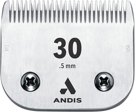 Andis 64075 Ultra Edge Dog Clipper Blade - Constructed Of Carbonized Steel, Exclusive Hardening Process With Long-Lasting Sharp Edges, 1/50-Inch Cut Length - For Larger Animals, Size-30, Chrome