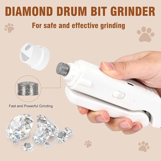 2-in-1 Dog Nail Grinder & Dog Nail Clippers- Gentle Drill Trimmer with Led Light for Large Medium Small Dogs Cats Pets Claw(Green)