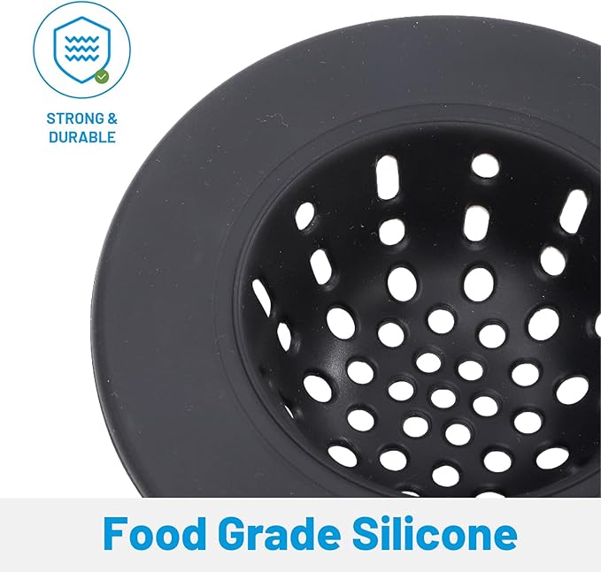 4.8-Inch Silicone Sink Strainer- Universal Kitchen Sink Drain Strainer, Kitchen Counter & Blackstone Griddle, Reusable Non-Stick Grill Rest Mat for Utensils & Hot Pans, Gray