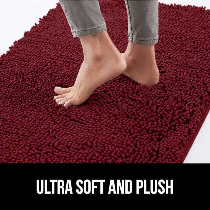 GORILLA GRIP SOAKSTOPPER Dog Door Mat, 60x36 Machine Washable Rug Absorbent Doormat Captures Moisture Mud Dirt, Quick Dry Soft Chenille Entryway Rugs Indoor Entrance Mats for Dog Paws, Burgundy