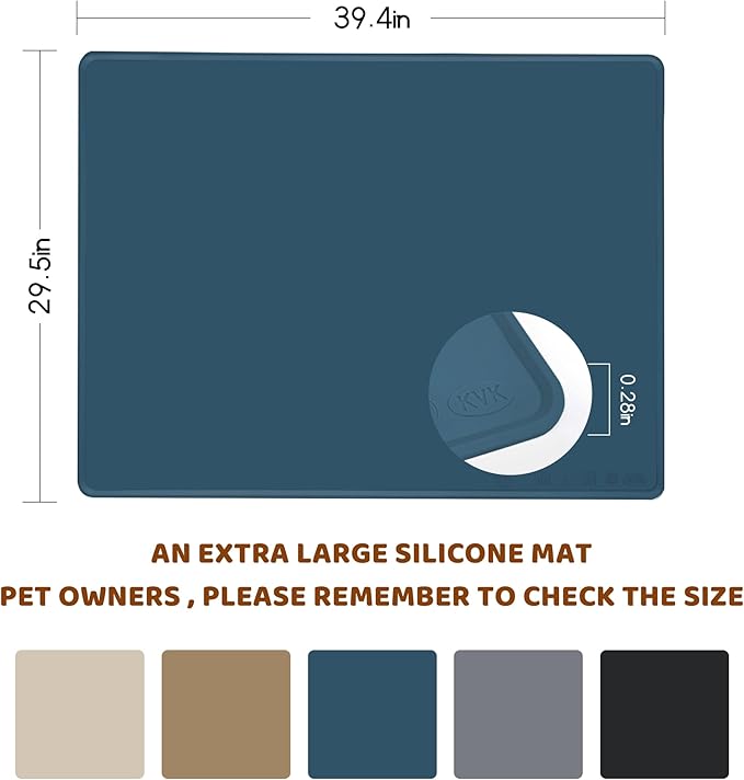 Dog Food Mat, 39.4×29.5in Extra Large Silicone Pet Feeding Mat - Waterproof, Non - Slip, Chew - Resistant for Food & Water, Protect Floors (Royal Blue)