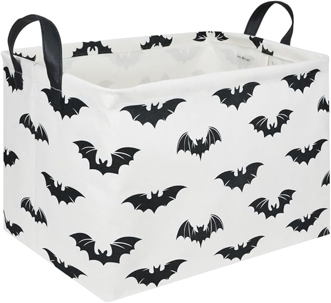 FXOCSHE Easter Batman Basket,Collapsible waterproof storage basket,Batman toy decor,Cute toy storage box Empty for kids,Organizer Containers for Kids Toys,bat room decor(Black bats)