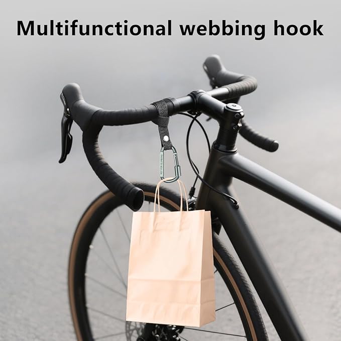 Stroller Hooks for Bags with Locking Stroller Carabiner Clip – Heavy-Duty Hooks for Diaper Bags, Groceries, Backpacks on Strollers, Bikes & Shopping Carts (Grey, 4 Pieces)