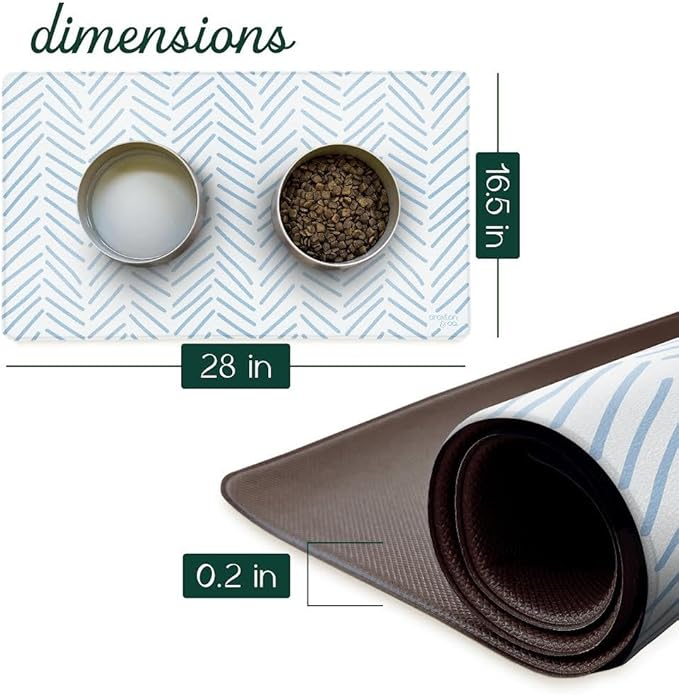 CROXTON & CO. Non-Slip Faux Leather Pet Feeding Mat for Dog Bowls | Large Bowl Mat for Food and Water | Durable, Easy-to-Clean Pet Food Mat for Floors | Size: 16.5"x18"