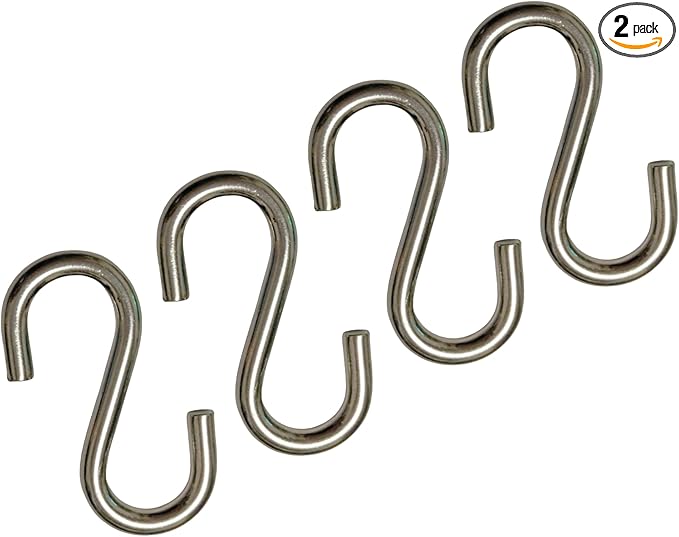 304 Stainless Steel S Hook, S Hook Metal Hanging Practical Hook Connecting Hook for Item Hanging (Dia:5/16in(8mm)-4PCS)