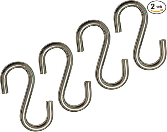 304 Stainless Steel S Hook, S Hook Metal Hanging Practical Hook Connecting Hook for Item Hanging (Dia:5/16in(8mm)-4PCS)