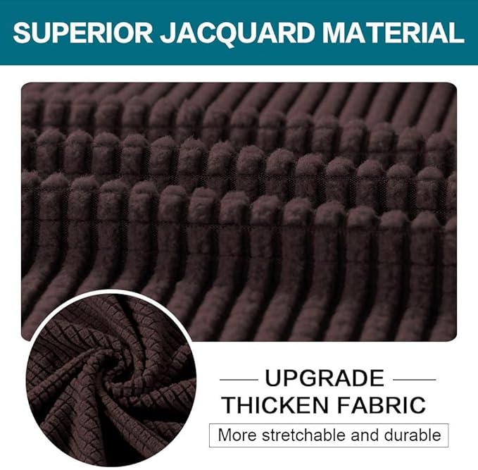 Turquoize 4 Piece Sofa Covers For 3 Cushion Couch Sofa Slipcover Soft Couch Cover For Dogs-Washable Sofa Furniture Covers With 3 Individual Cushion Covers Thick Jacquard Fabric (3 Cushion Sofa, Brown)
