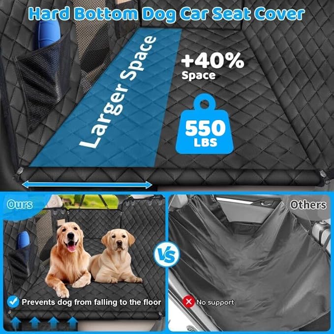 URPOWER XL Dog Back Seat Extender for Crew Cab Truck, Hard Bottom Dog Car Seat Cover Holds 550lbs Waterproof Dogs Car Hammock Pet Backseat, Pet Truck Accessories for F150 / RAM 1500/ Tundra Crew Cab