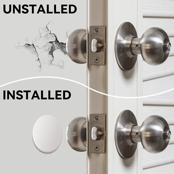JULBEAR Door Stopper Wall Protector, 12PCS Door Knob Stoppers Wall Protector with Strong Back Adhesive,Quiet, Shock, Absorbent Silicone, Door Handle Bumpers and Protect Wall Surfaces (Round 2 inch)