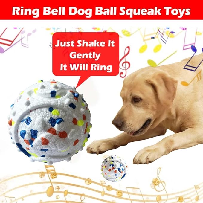 CAISHOW Dog Ball Squeak Toys (Bell Ball 4Pcs)