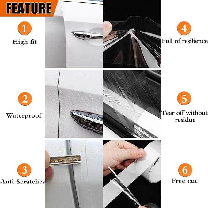 MYFAMIREA Anti-Scratch Anti-Collision Adhesive Strip Car Door Edge Guard Protector Strip Car Door Scuff Plate Protectors Transparent Invisible Tape for Rear Bumper/Door(66Ft x 2In)