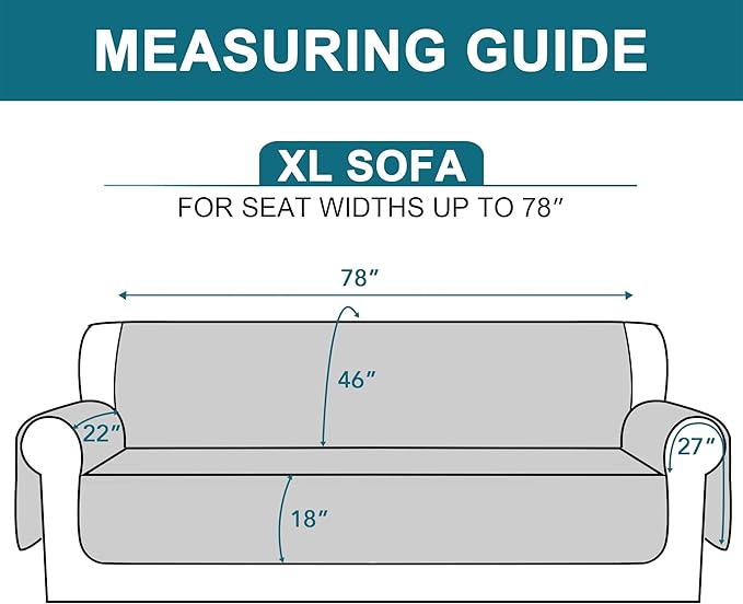 Turquoize 100% Waterproof Sofa Covers Couch Cover Sofa Cover for Dogs Couch Protector Triple Non-Slip Sofa Slipcover for 3 Cushion Couch Furniture Protector for Pets, Kids (XL Sofa 78", Stone Blue)