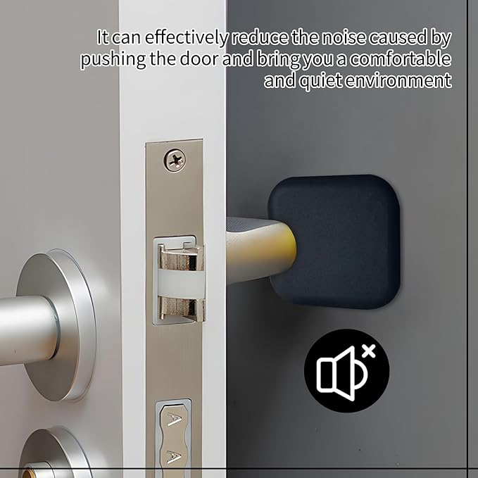 6 Pcs Square Door Stoppers Wall Protectors, Self Adhesive Door Stopper Silicone Bumper, Wall Guards Behind Door Handle Protector for Shower Bedroom Door Knob (Black & White & Grey)