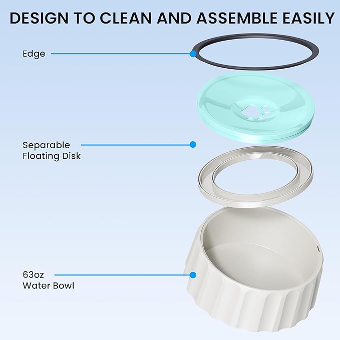 FORWH Dog Small Animals Water Bowl No Spill 70oz/2L Large Capacity Dispenser Non Slip No Splash Small Animals Bowl Pet Slow Feeder No Drip Dog Water Bowl on Vehicle for Dogs and Cats - Green
