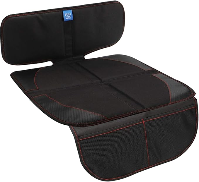 funbliss Car Seat Protector for Child Car Seat,Auto Seat Cover Mat for Under Carseat with Thickest Padding to Protect Leather & Fabric Upholstery,PVC Leather Reinforced Corners