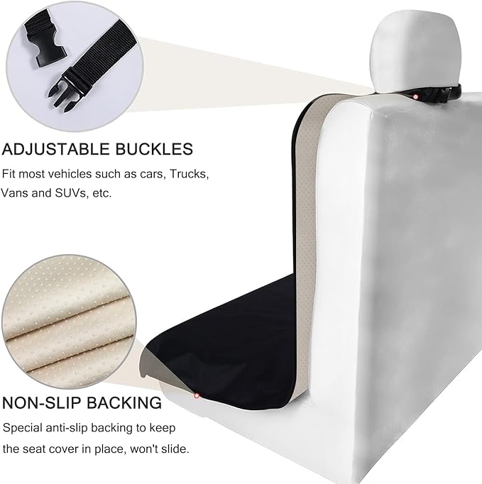 Back Seat Cover Waterpoof Rear Bench Towel Seat Cover for Gym Swimming Surfing Running, Non-Slip Rear Seat Protector Universal Fits Most Auto Truck Van and SUV (Bench Black)
