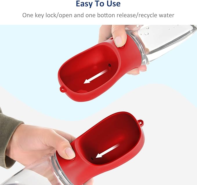 WePet Portable Dog Water Bottle with Food Container, 12 OZ + 6 OZ, Leak Proof Puppy Water Dispenser with Drinking Feeder for Pets Outdoor Walking, Hiking, Travel, Food Grade Plastic