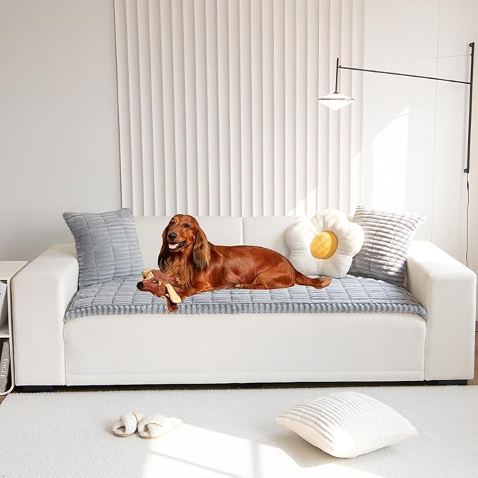 Mitid Sofa Cover Fuzzy Couch Cover for Pet, Couch Covers for Dogs Washable Non-Slip Sofa Slipcover Cushion Protector Pets Friendly Mat Bed