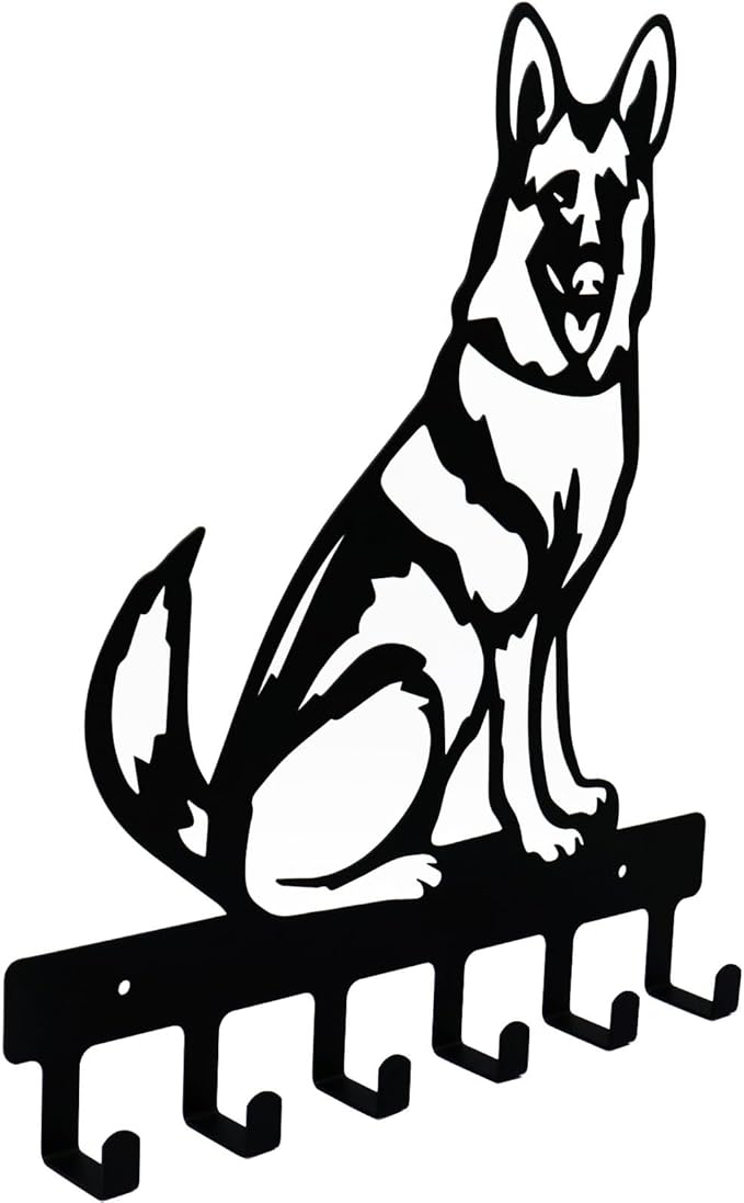 YANGZHI Wall Mount Key Hooks, Wall Decorative Dog Family Key Holder Black Dog Wall Hooks Hanger Gift for Bedroom, Living Room, Kitchen, Bathroom Hardware Hooks German Shepherd (11 * 13.1 inches)
