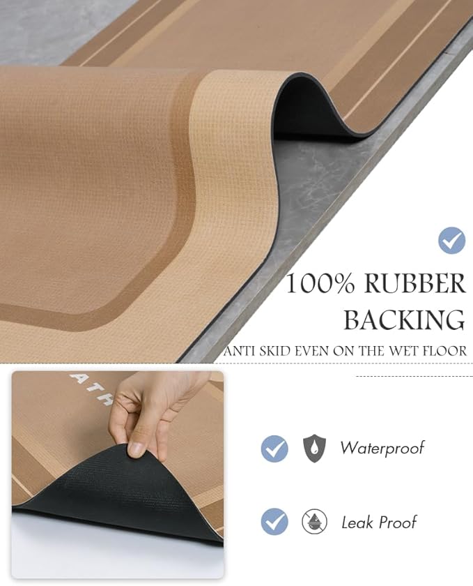 Bath Mat-Bath Mat Rug Non Slip Super Absorbent Stain Resistant Quick Dry Thin Bathroom Rug-Bath Mats for Bathroom Floor Bathtub Vanity-Bathmat Bath Rug Easy Care-24"x35" Brown