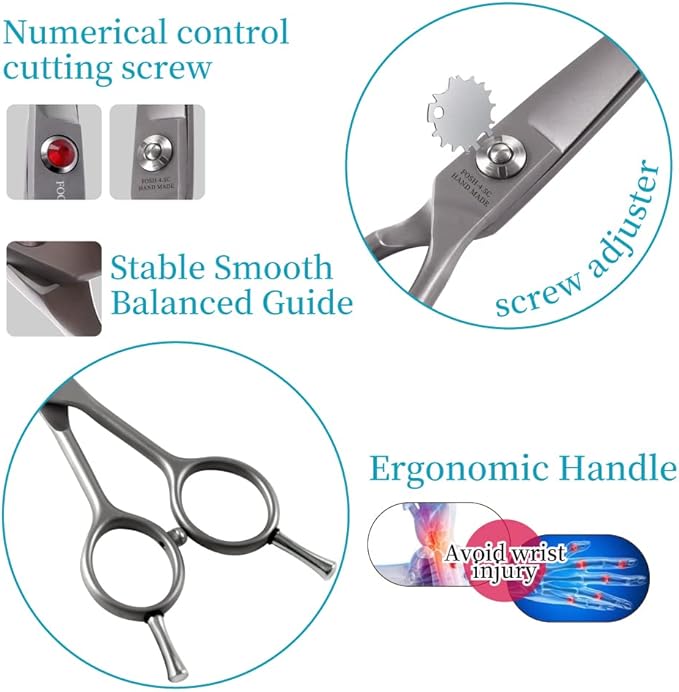FOGOSP 4.5" Curved Dog Scissors for Grooming Face and Paws with Safety Round Tip for Small Dogs Face Paw Ears Trimmer Professional Small Cat Grooming Shears (4.5" Curved, Gray)