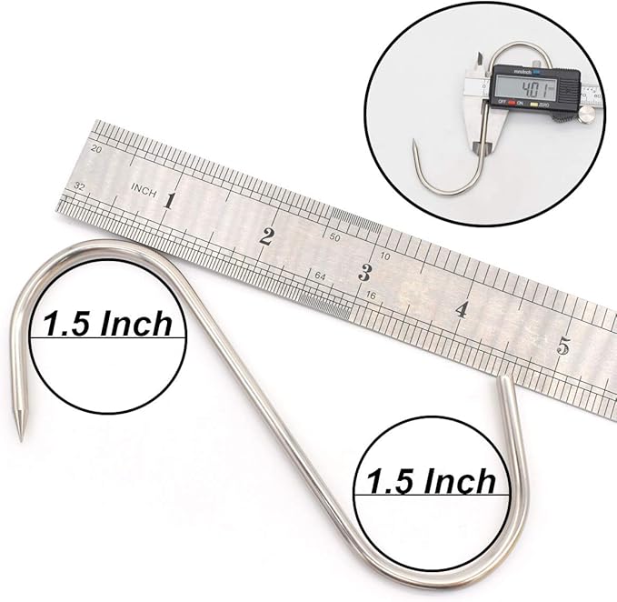 5 Inch 4mm Meat Hooks S-Hook Stainless Steel Meat Processing Butcher Hook Pot Hooks