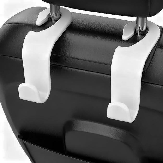 ANULEYO 4 car Hooks for headrests, PE Material seat Back Hooks and Phone Holder, Double Headed Pillow, Wallet Storage,