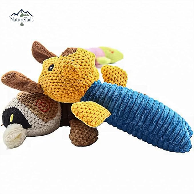 NatureTailsPaw Soft Dog & Cat Toy – Cute Squeaky Interactive Chew Toy for Puppies & Kittens, Durable Plush Teething Toy for Small, Medium & Large Breeds (Cow)