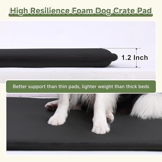Outdoor Dog Crate Pad, Reversible Waterproof Crate Mat Bed, Wipeable Kennel Mat Pet Sleeping for Medium Large Dogs, Waterproof, Wipeable, Anti-Slip, Kennel Pads 35 x 22 Inch, Black