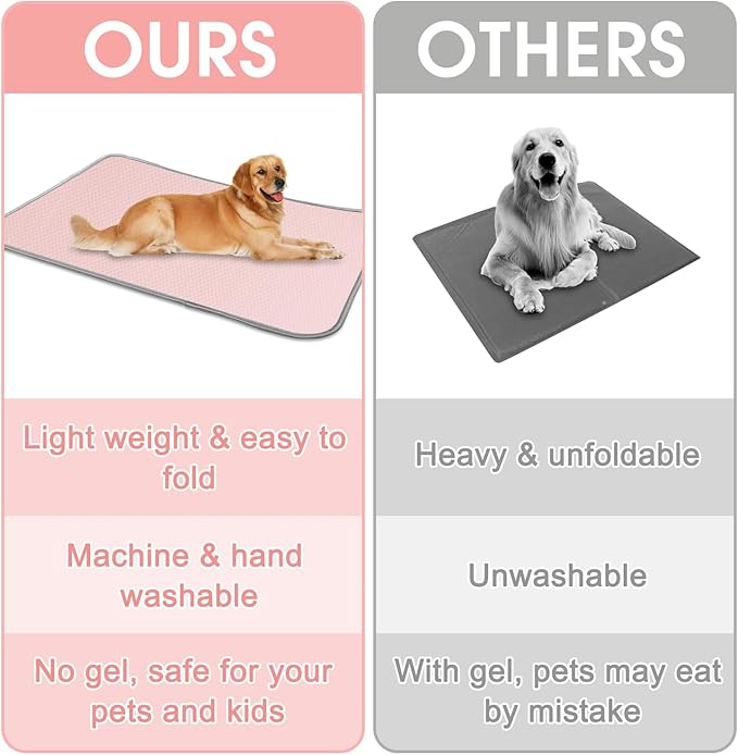 Buvlnee Summer Dog Cooling Mat Washable Ice Silk Self Cool Pad for Small Medium Large Dogs and Cats, Pet Sleeping Pad for Crate, Bed, Indoor & Outdoor Floor, Car Seats