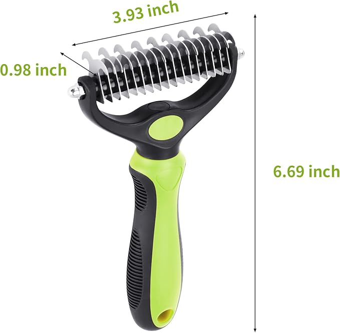 XLCL pet Pet Grooming Tool - 2 Sided Undercoat Rake for Cats and Dogs - Safe Dematting Comb for Easy Mats & Tangles Removing - No More Nasty Shedding and Flying Hair