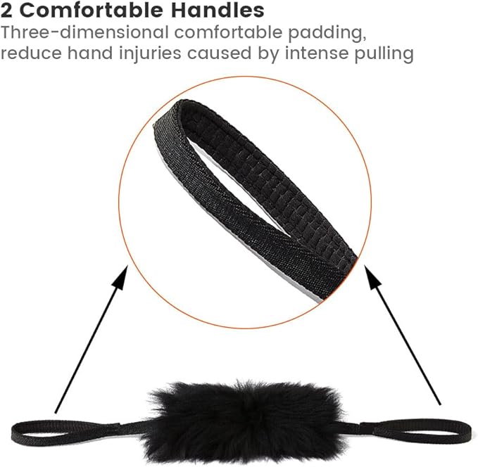 HOWGO Dog Rope Toy - Double Handle Dog Bungee Chaser Toy 100% Sheepskin,Sheep Smell Tug Toy for All Breeds(Mountain Green, Large)