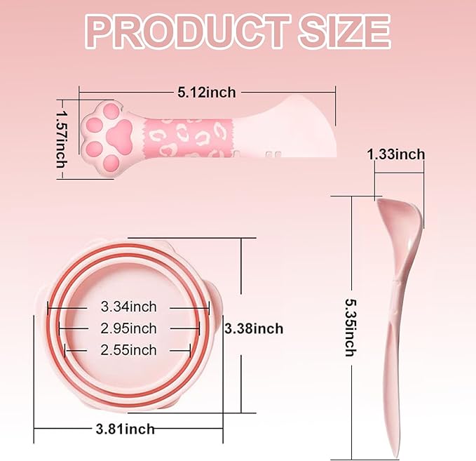 Mwellewm6Pcs Pet Food Can Supplies Set 2Pcs Universal Silicone Cat Food Top Covers Lids 2Pcs Multifuctional Mini Spatula Pet Can Opener 2 Dog Spoons for Pets Dogs Cats Feeding Can(pink)
