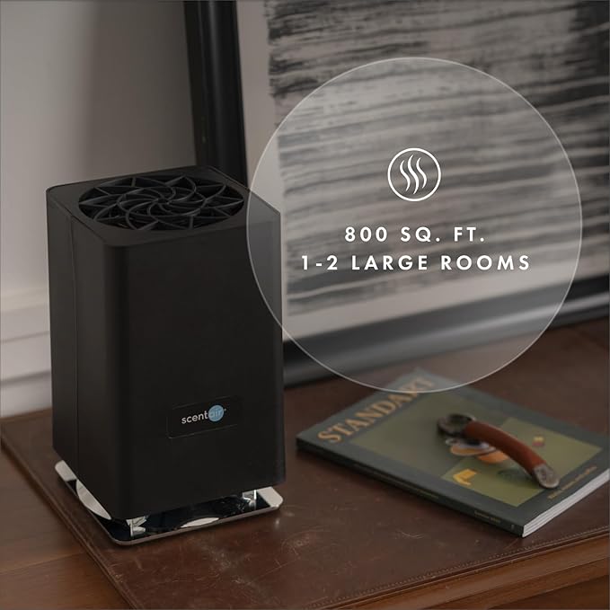 ScentAir Whisper Home | Diffuser Machine, Scents up to 800 Sq. Ft Room, Compatible with Alexa & Google, WiFi & Bluetooth Enabled, Cartridge Sold Separately, Black
