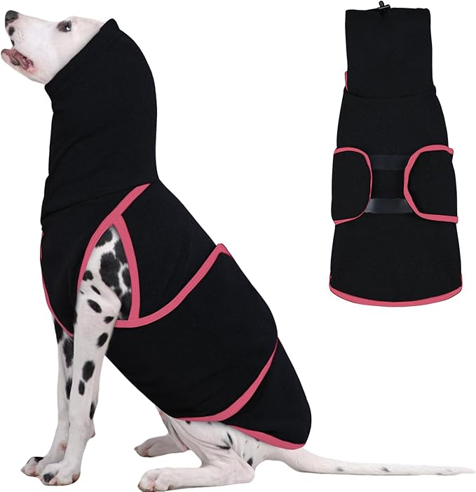 Dog Anxiety Jacket Calming Shirt, Anxiety Relief Calming Vest with Dog Ear Muffs, Noise Protection Dogs Winter Coat, Lightweight Stretchy Turtleneck T-Shirts
