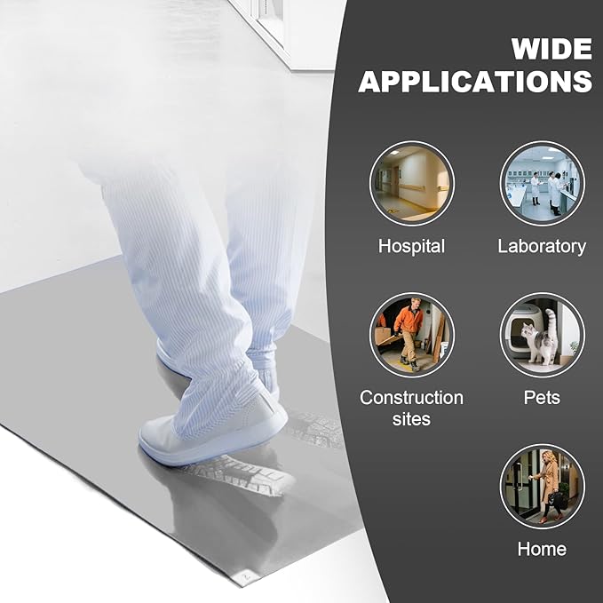 18" x 36" Grey Sticky Mat Tacky Pads Adhesive Floor Mat (5 Packs,150 Sheets,30 Sheets/Pack for Cleanroom Laboratory Hospital Construction Pets Home Indoor Gymnasium and Workshop