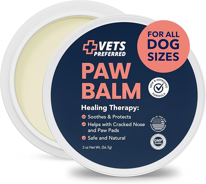Vets Preferred Paw Balm Pad Protector for Dogs – Dog Paw Balm Soother – Heals, Repairs and Moisturizes Dry Noses and Paws – Ideal for Extreme Weather Season Conditions - 2 Oz