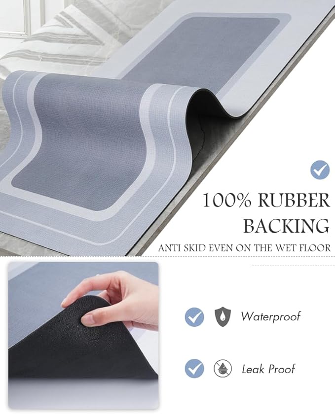 Bath Mat-Bath Mat Rug Non Slip Super Absorbent Stain Resistant Quick Dry Thin Bathroom Rug-Bath Mats for Bathroom Floor Bathtub Vanity-Bathmat Bath Rug Easy Care-24"x35" Blue