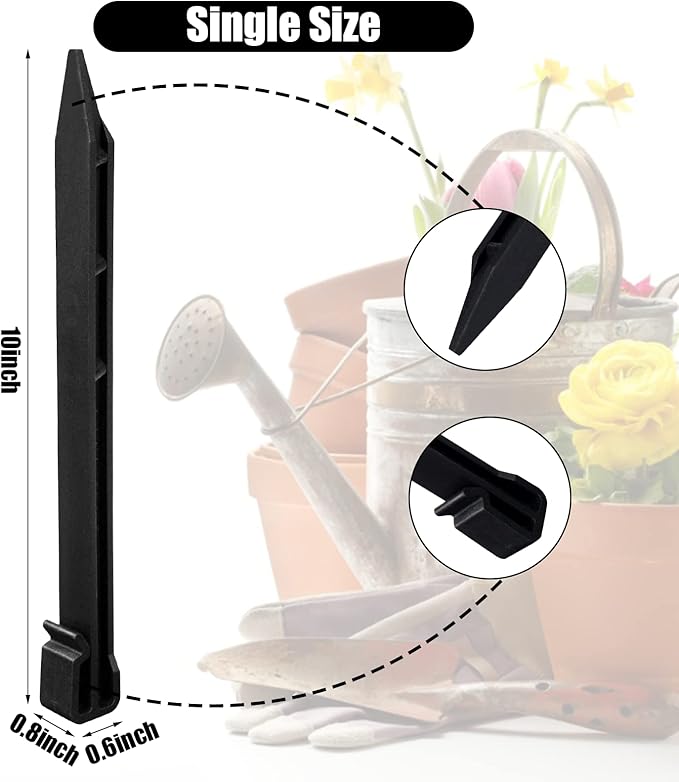 100 PCS Plastic Landscape Stakes, 10Inch Plant Support Lawn Stake Heavy Duty for Landscaping and Garden