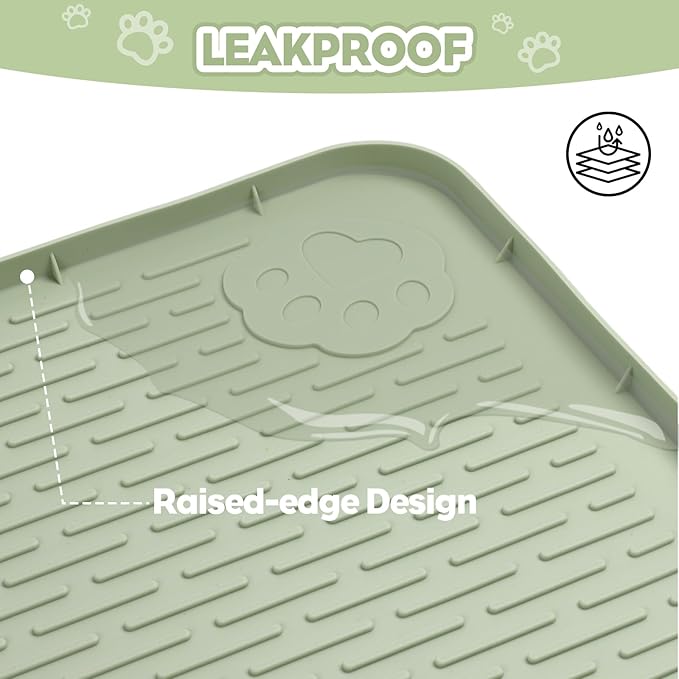 Bartuke Cat Litter Mat, Extra Large 40" x 28" Silicone Mat Litter Trapping Mat for Scatter Control, Soft on Kitty Paws, Easy to Clean (Green)